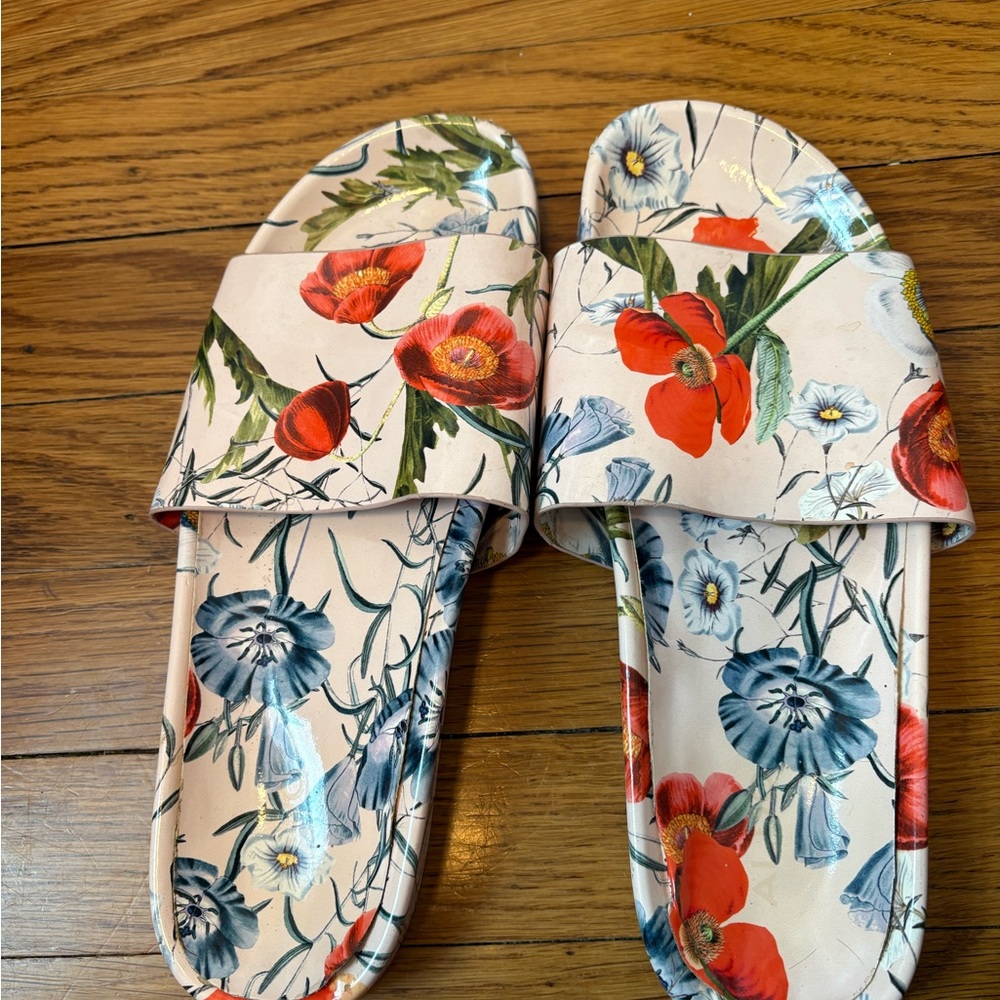 Aldo Floral Sandals - Red and Blue